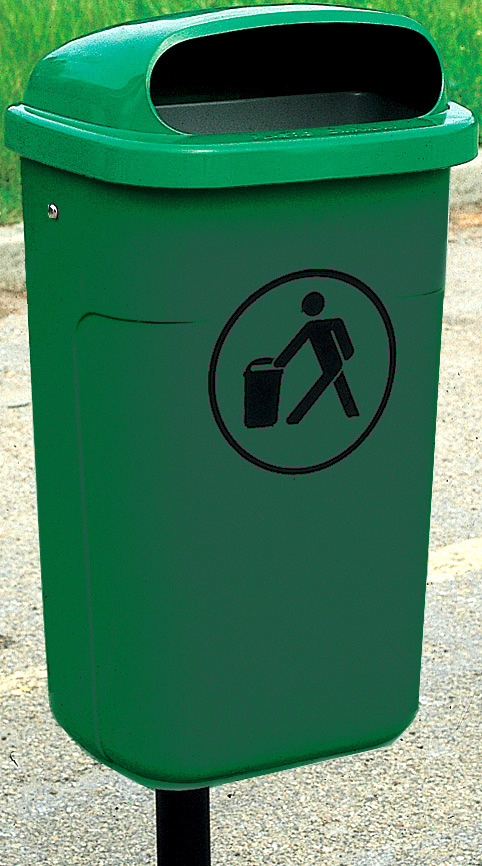Classic 50 liter afvalbak gemonteerd op paal